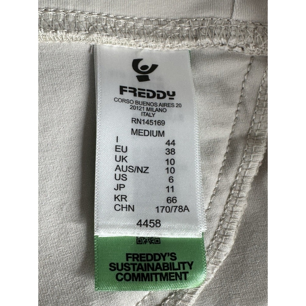Freddy Italian Crop Cream Pants Limited Spandex Edition High Waist Zip Side US 6 - Picture 15 of 16